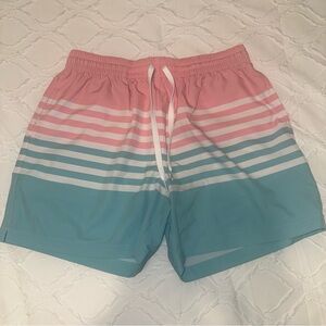 Chubbies Pink and Blue Striped Men's Bathing Suit